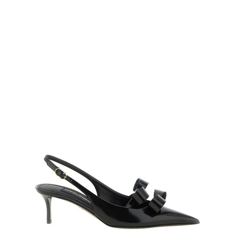 Dolce & Gabbana Black Calfskin Mid Heel Women's Pumps
